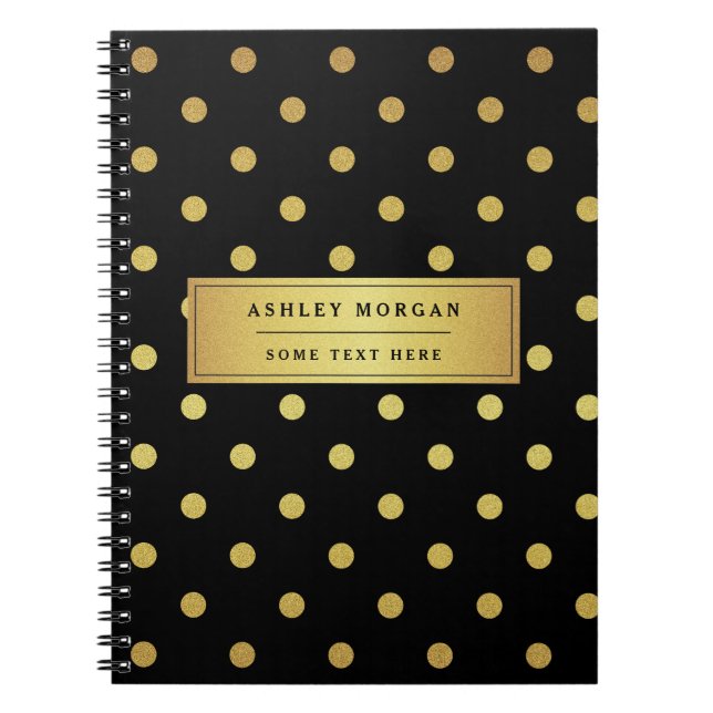 Moderne schwarze GoldGlitzer-Polka-Punkte Notizblock (Vorderseite)