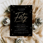 Moderne schwarze Goldkalligraphie 40. Geburtstag Einladung<br><div class="desc">Moderne Black Gold Kalligraphie 40. Geburtstag Einladung bietet eine lustige Streuung von Gold Imitate Folie Konfetti und moderne Kalligraphie.</div>