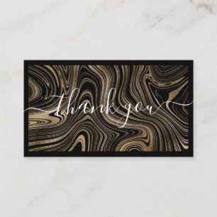 Moderne schwarze Goldmarmor-Schrift Danke Visitenkarte