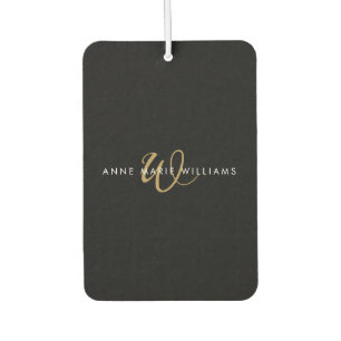 Moderne schwarze Goldschrift-Monogramm Autolufterfrischer