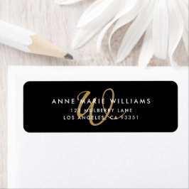 Moderne schwarze Goldschrift-Monogramm-Rücksendead