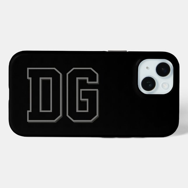 Moderne schwarze graue Monogramm-Initialen Case-Mate iPhone Hülle (Rückseite (Horizontal))