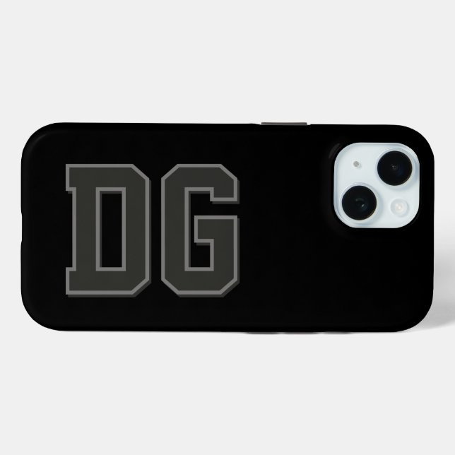 Moderne schwarze graue Monogramm-Initialen Case-Mate iPhone Hülle (Rückseite (Horizontal))