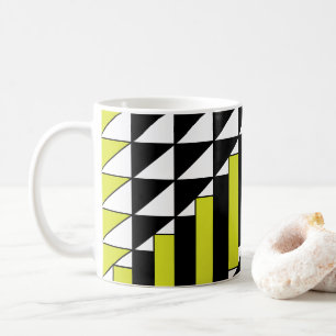 Moderne schwarze grüne Dreiecks-Rechteck-Geometrie Kaffeetasse
