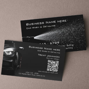Moderne schwarze Hochdruckreiniger-Autodetailing-Q Visitenkarte