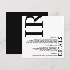 Moderne Schwarze Hochzeit - Details Einladung