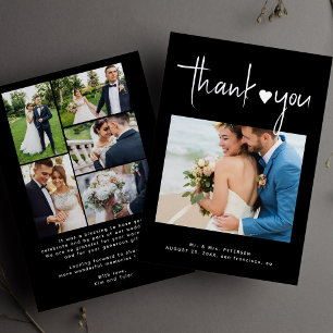 Moderne Schwarze Hochzeit im Foto Dankeskarte