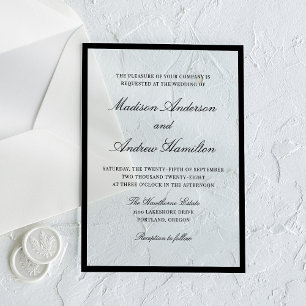 Moderne schwarze Hochzeit mit Rahmen Acryleinladungen
