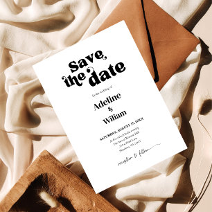 Moderne Schwarze Hochzeit Save the Date Foto Ankün Einladung