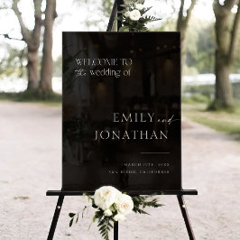 Moderne Schwarze Hochzeit Willkommen Acrylschild