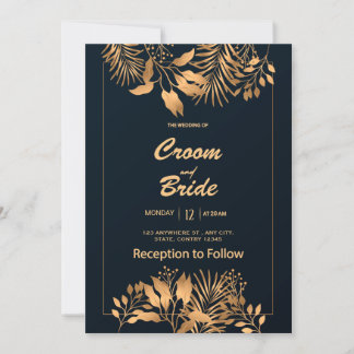 Moderne schwarze Hochzeitseinladung Einladung