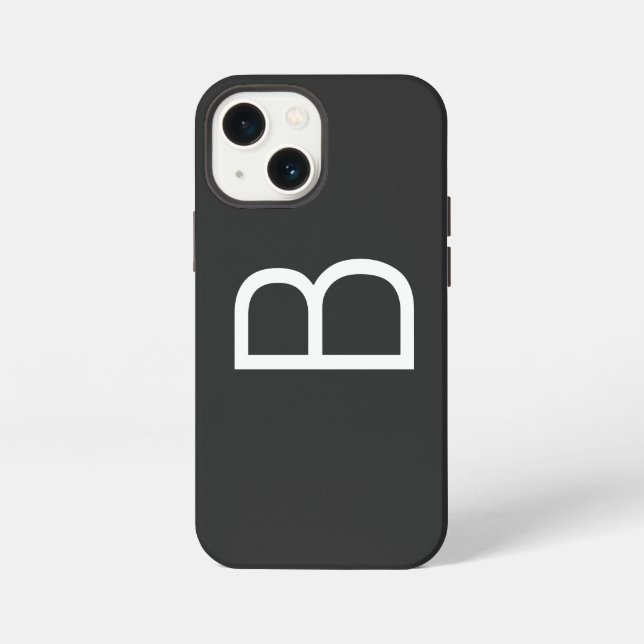 Moderne schwarze Initialbuchstaben-Monogramm iPhone 13 Mini Hülle (Rückseite)