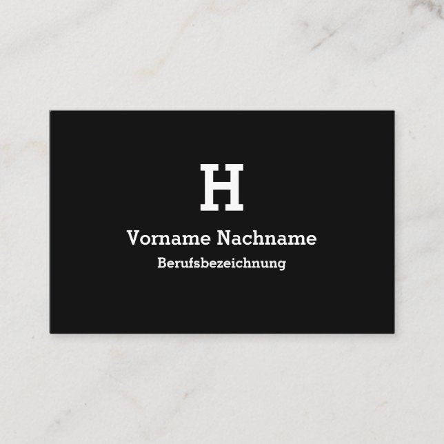 Moderne Schwarze Initialien Vorlage Visitenkarte (Vorderseite)