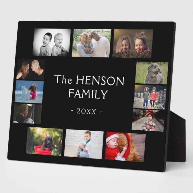 Moderne Schwarze Jahresfamilie bewahren FotoCollag Fotoplatte (Seite)