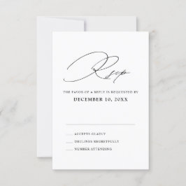 Moderne Schwarze Kalligrafie Einfache Minimalistis RSVP Karte