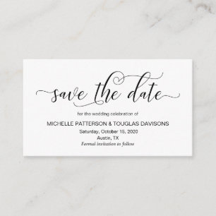 Moderne schwarze Kalligrafie, Wedding Save the Dat Begleitkarte