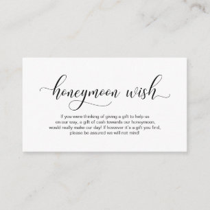 Moderne schwarze Kalligraphie, Hochzeitshoneymoon- Begleitkarte