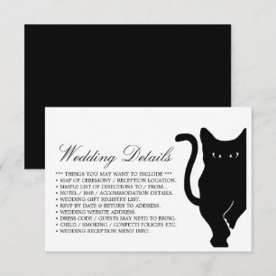 Moderne schwarze Katze Hochzeitsdetails Begleitkarte