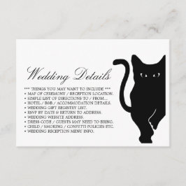 Moderne schwarze Katze Hochzeitsdetails Begleitkarte