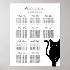 Moderne schwarze Katze Hochzeitstabelle Poster