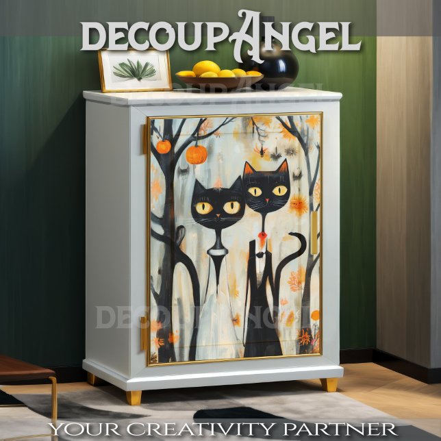 Moderne Schwarze Katzen Hochzeit Seidenpapier (Von Creator hochgeladen)