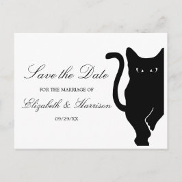 Moderne schwarze Katzenhochzeit spart das Datum Ankündigungspostkarte