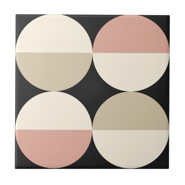 Moderne schwarze Kreise, geometrisches Muster Fliese (Vorderseite)