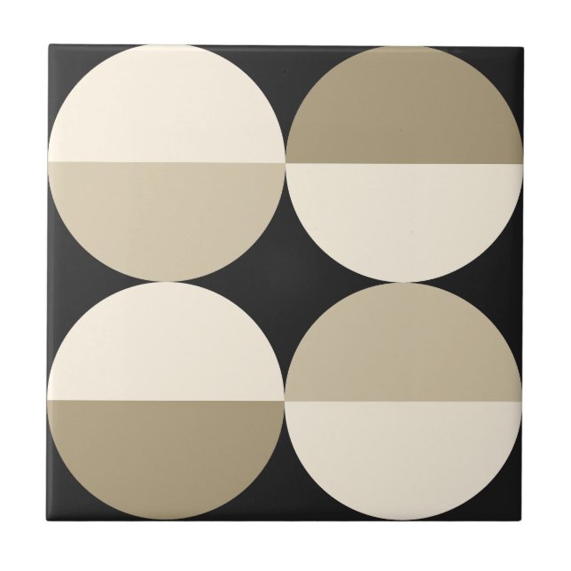 Moderne schwarze Kreise, geometrisches Muster Fliese (Vorderseite)