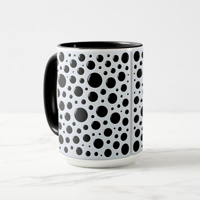Moderne schwarze Kreise Tasse (Vorderseite Links)