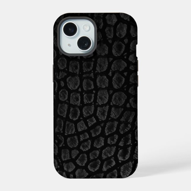 Moderne schwarze Krokodil iPhone 15 Hülle (Rückseite)