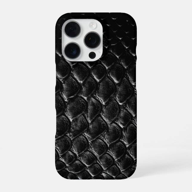 Moderne schwarze Krokodil iPhone 16 Pro Hülle (Rückseite)
