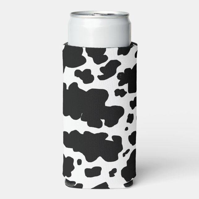 Moderne schwarze Kuh-Spots drucken Selters Dosenkühler (Seltzer Vorderseite)