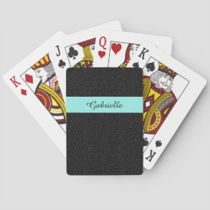 Moderne schwarze Leopardendruck-Aqua-Streifen mit  Spielkarten