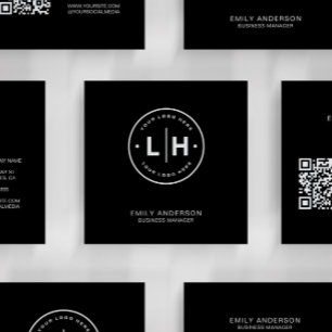 Moderne schwarze Logo-QR-Visitenkarte Quadratische Visitenkarte