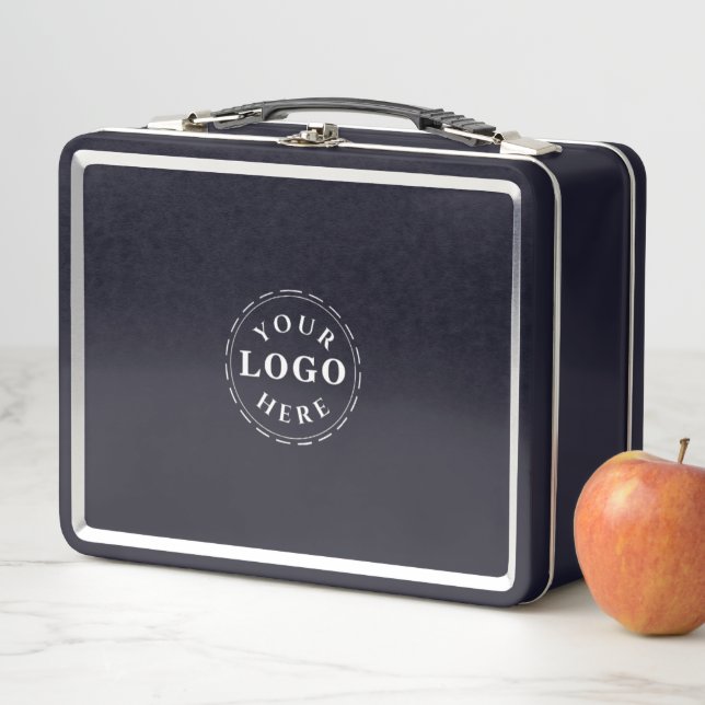 Moderne schwarze Lunchbox mit Ihrem Logo (Beispiel)