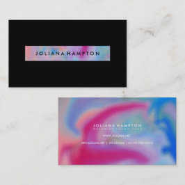 Moderne schwarze Luxe Regenbogenholografie Busine Visitenkarte