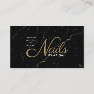Moderne schwarze Marmor-Gold-Nägel nach "Name" Visitenkarte