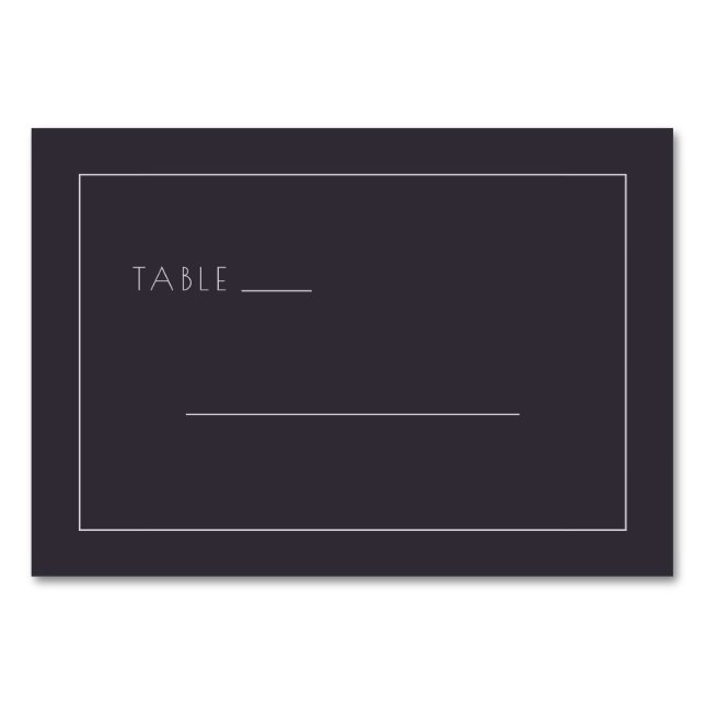 Moderne schwarze minimalistisches Tischschild Tischnummer (Vorderseite)