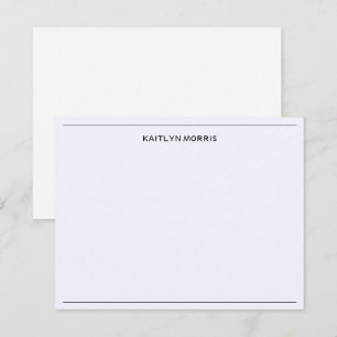 Moderne schwarze Monogramm-Casual-Ultra-Pale-Purpl Mitteilungskarte