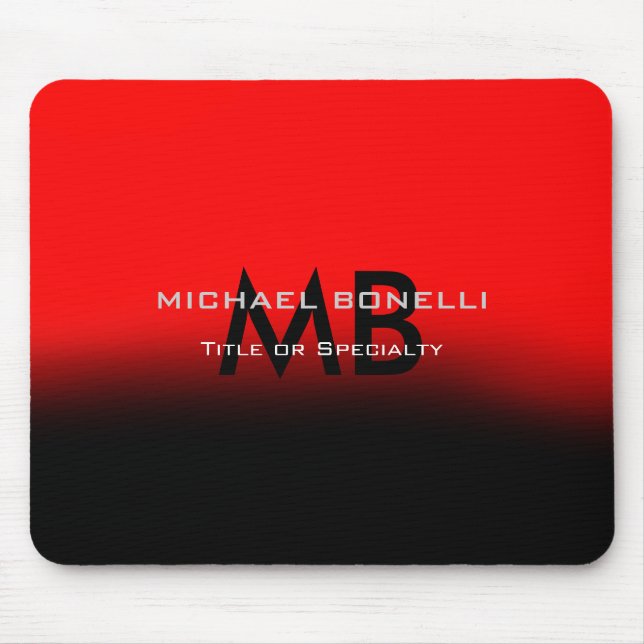 Moderne schwarze Monogramm-Initialen Mousepad (Vorne)