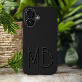Moderne Schwarze Monogramm-Initialen zeitgemäß iPhone 16 Plus Hülle