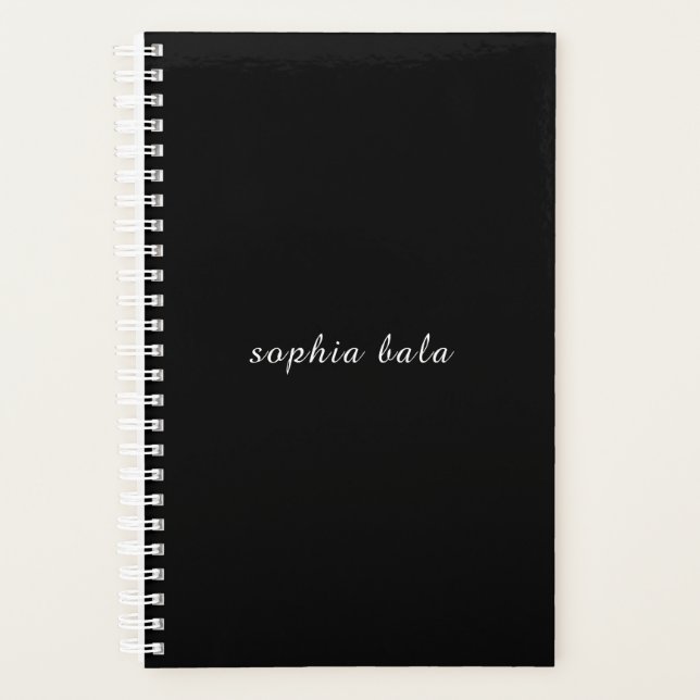Moderne schwarze Monogramm-Name-Gestaltung Planer (Vorderseite)