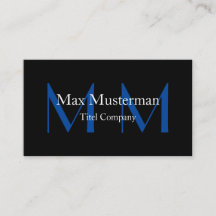 Moderne schwarze Monogramm Visitentenkarte