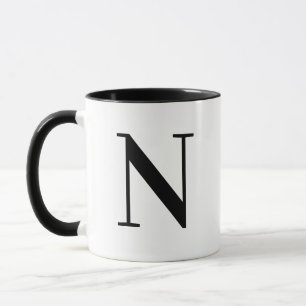 Moderne schwarze Monogrammbuchstabe N Benutzerdefi Tasse