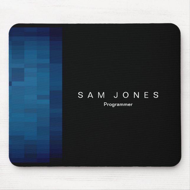 Moderne schwarze N blaue Pixel Mousepad (Vorne)