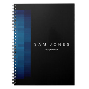 Moderne schwarze N blaue Pixel Notizblock