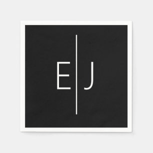 Moderne schwarze Namensinitialen Serviette