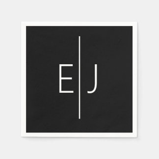 Moderne schwarze Namensinitialen Serviette