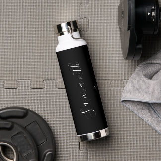 Moderne schwarze Namensschrift Elegant Trinkflasche
