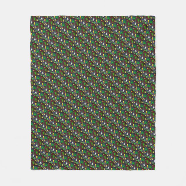 Moderne schwarze Opal-Schmuckmuster Fleecedecke (Vorderseite)